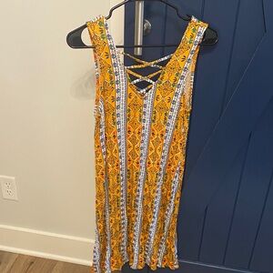 Pink Rose Floral Yellow Dress